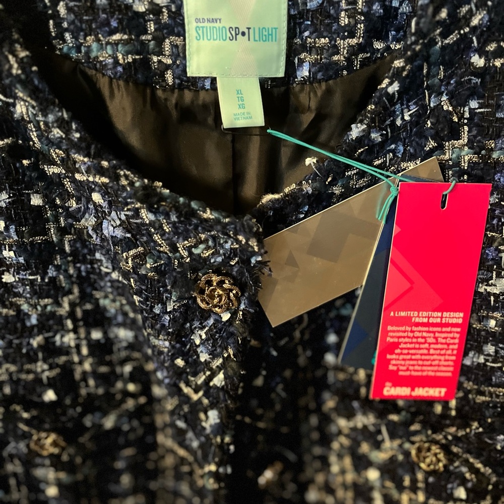 Old Navy Navy Tweed Women's Blazer - Picture 2 of 2